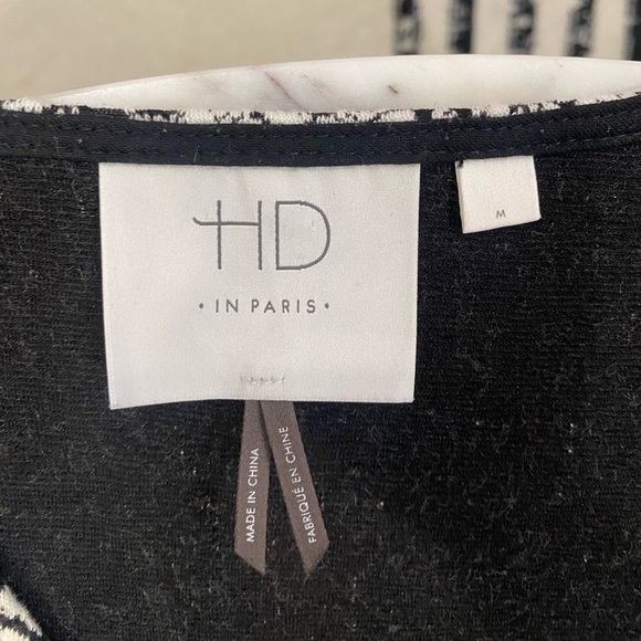 Anthropologie HD in Paris Black & White Reptile Textured Faux Wrap Dress Sz M - Picture 4 of 7